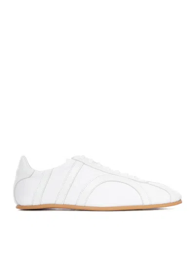 Totême Canvas Low-top Sneakers With Leather Profiles In White