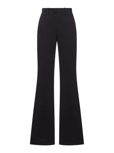 Balenciaga Women Flared Trousers In Black Flowing Viscose