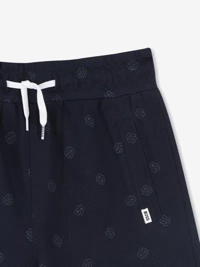 Hugo Boss Boss Boys Double B Logo Shorts In Blue
