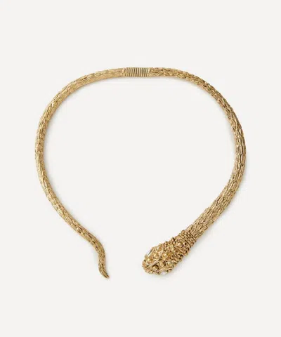 Kenneth Jay Lane Gold-plated Snake Spring Collar Necklace In Gold