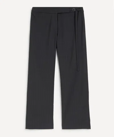 Paloma Wool Bigas Pinstripe Tie Detail Straight Leg Crop Trousers In Black