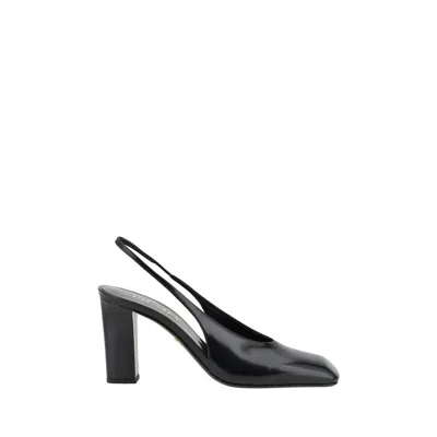 Prada Women's Leather Slingback Pumps In Black