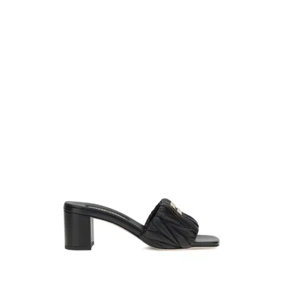 Miu Miu Logoed Sandals In Black