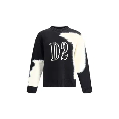 Dsquared2 Crew Neck Sweater With Bold Intarsia Pattern