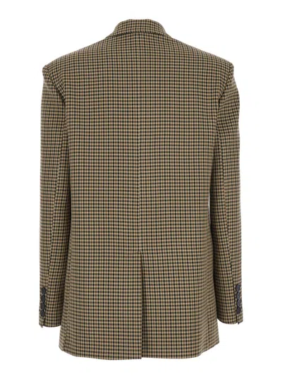 Plain Brown Single-breasted Jacket With All-over Check Motif In Brown