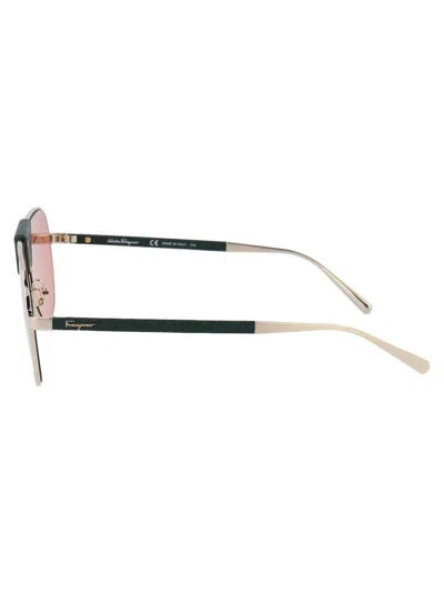 Ferragamo Light Gold Metal Sunglasses In Neutral