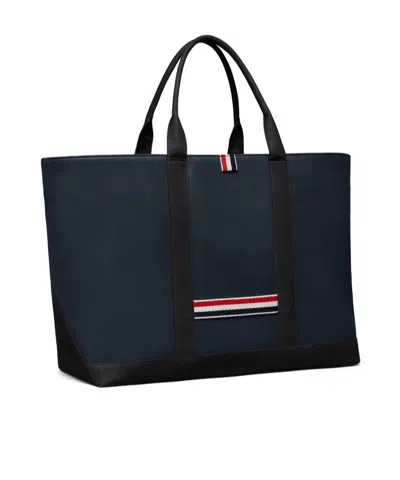 Thom Browne Structured Medium Tool Tote With Drawstring Closure In Blue