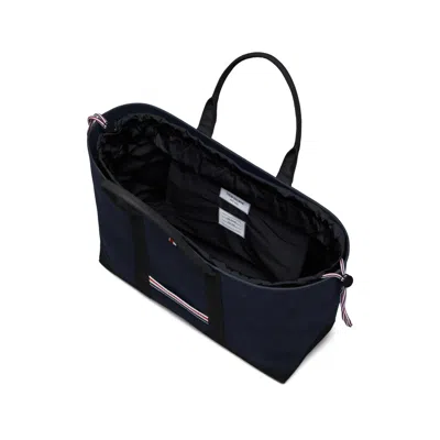 Thom Browne Structured Medium Tool Tote With Drawstring Closure In Blue