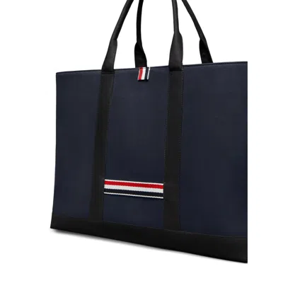 Thom Browne Structured Medium Tool Tote With Drawstring Closure In Blue
