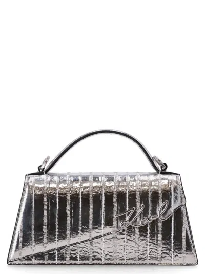 Karl Lagerfeld Silver Signature Slim Crossbody Bag