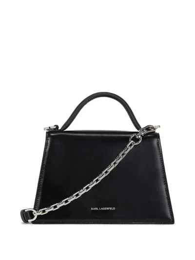 Karl Lagerfeld Small Signature Studded Cross Body Bag In Black