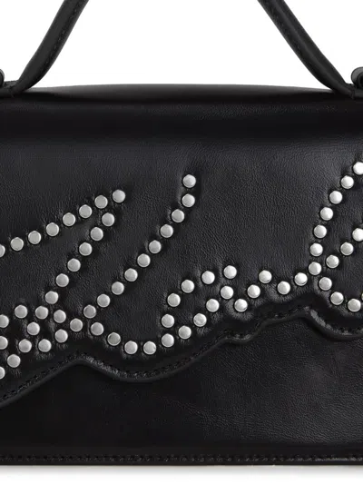 Karl Lagerfeld Small Signature Studded Cross Body Bag In Black