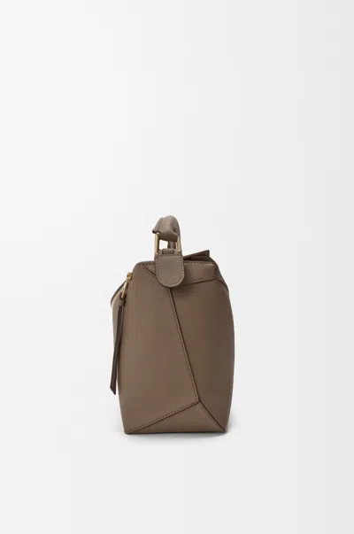 Loewe Womens Puzzle Edge Medium Leather Shoulder Bag Taup In Gray