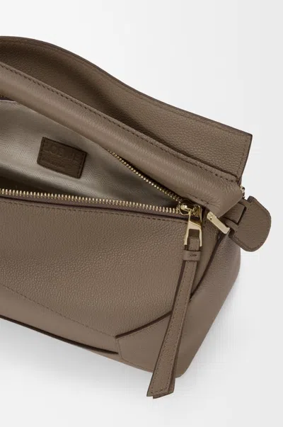 Loewe Womens Puzzle Edge Medium Leather Shoulder Bag Taup In Gray