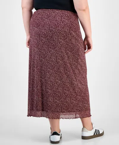 Hippie Rose Trendy Plus Size Pull-on Mesh Midi Skirt In Red