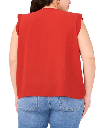 Vince Camuto Plus Size Pleated-front V-neck Sleeveless Blouse In Red