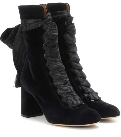 Shop Chloé Harper Velvet Boots In Llack
