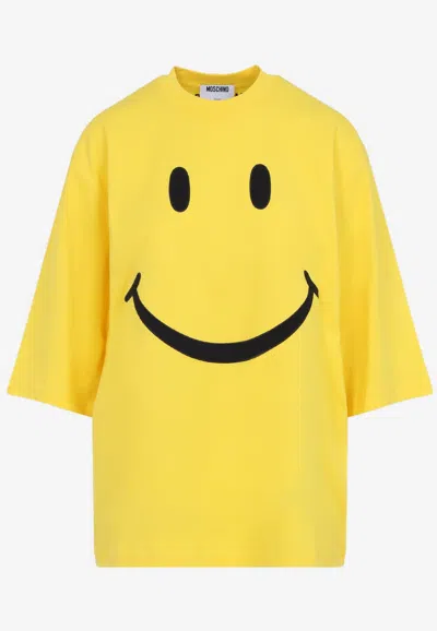 Moschino Couture Smile Tshirt In Yellow
