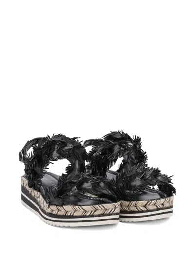 Toni Pons Fringed Platform Sandals In Black