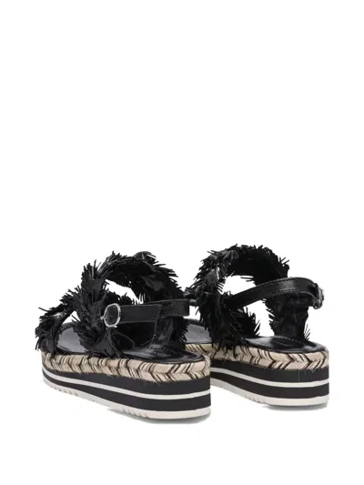 Toni Pons Fringed Platform Sandals In Black