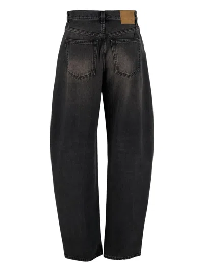 Haikure Washed Dark Grey Jeans With Classic Five-pocket Design In Black