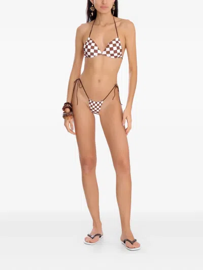 Amir Slama Check-print Triangle Bikini Set In Multi