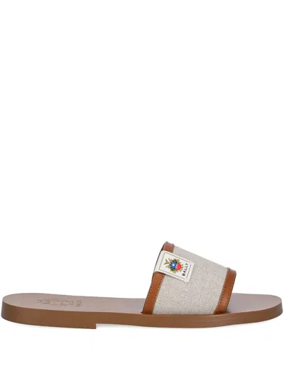 Bally Logo Patch Open-toe Slides In Brown