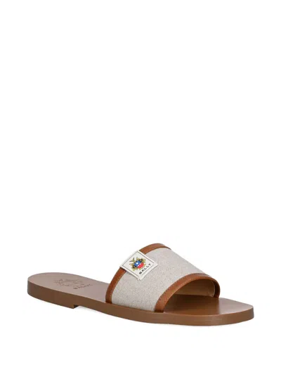 Bally Logo Patch Open-toe Slides In Brown