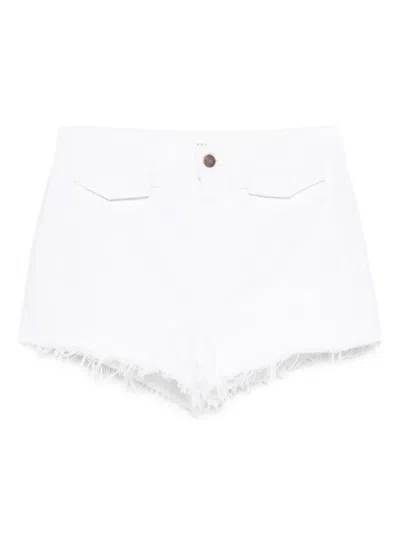 Chloé Casual Denim Shorts Featuring Frayed Hem In White