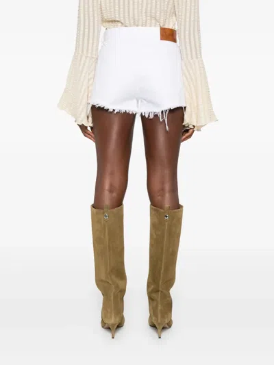 Chloé Casual Denim Shorts Featuring Frayed Hem In White