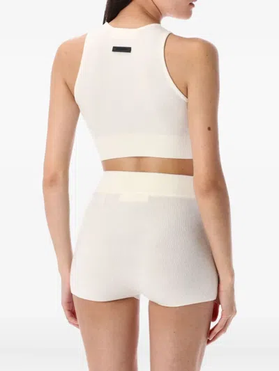 Essentials Round-neck Ribbed-knit Tank Top In White