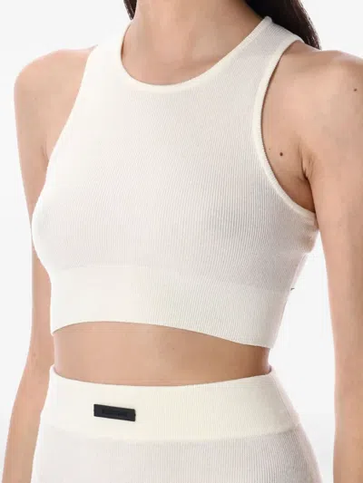 Essentials Round-neck Ribbed-knit Tank Top In White