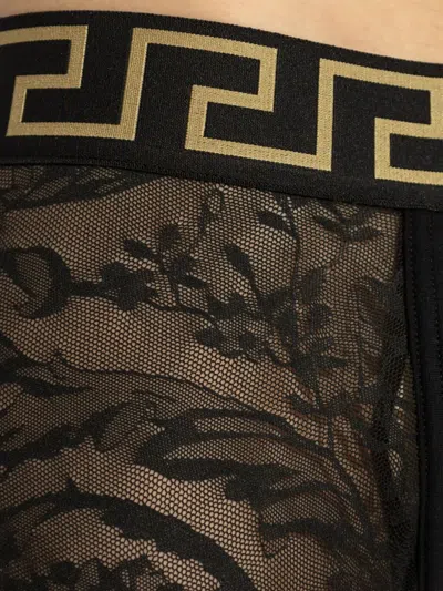 Versace Lace Boxer With Greca Pattern In Black