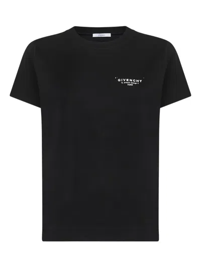 Givenchy Black Crewneck T-shirt With Logo Lettering On Front And Rear In Cotton Woman In Multi