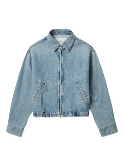 Agolde Nile Zip-front Elastic-waist Denim Jacket In Blue