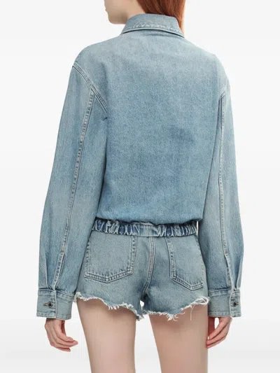 Agolde Nile Zip-front Elastic-waist Denim Jacket In Blue