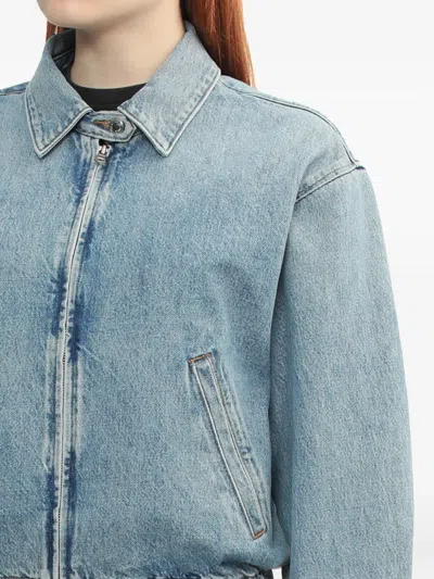 Agolde Nile Zip-front Elastic-waist Denim Jacket In Blue