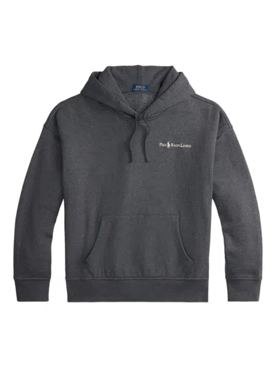 Polo Ralph Lauren Logo-embroidered Hoodie In Gray