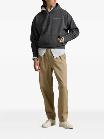 Polo Ralph Lauren Logo-embroidered Hoodie In Gray