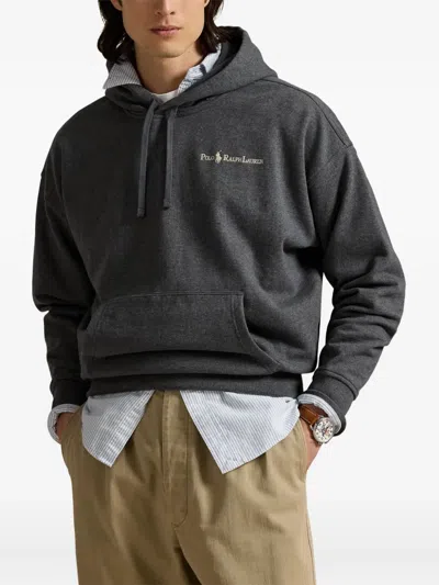 Polo Ralph Lauren Logo-embroidered Hoodie In Gray