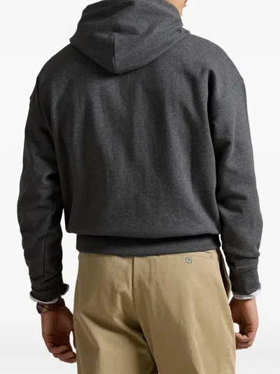 Polo Ralph Lauren Logo-embroidered Hoodie In Gray