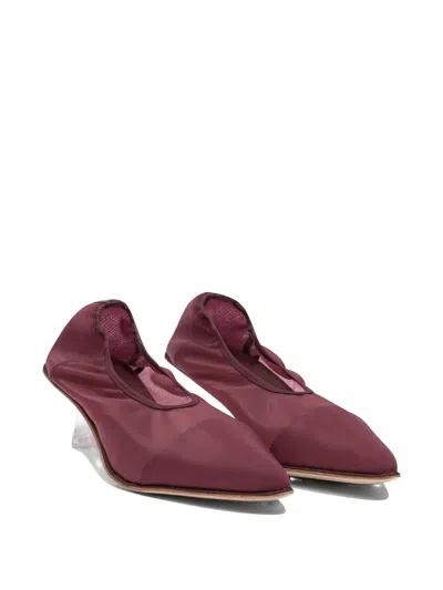 Studio Amelia Breathable Mesh And Leather Pumps In Burgundy