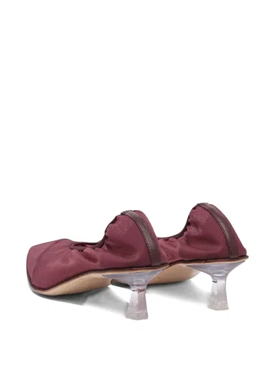 Studio Amelia Breathable Mesh And Leather Pumps In Burgundy