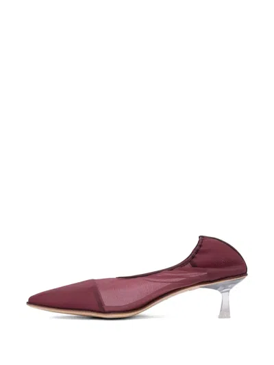 Studio Amelia Breathable Mesh And Leather Pumps In Burgundy