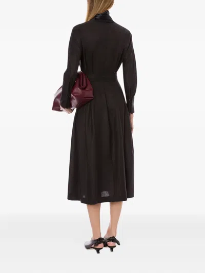 Alberta Ferretti Long Sleeve Dress In Brown
