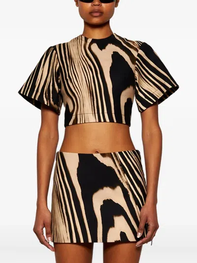 David Koma Zebra-pattern T-shirt In Black
