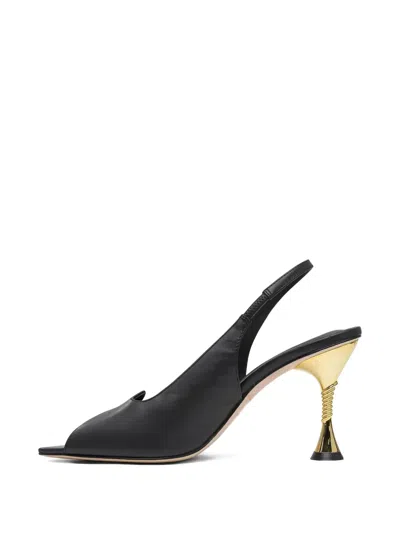 Studio Amelia Open-toe Slingback Heeled Shoes In Black
