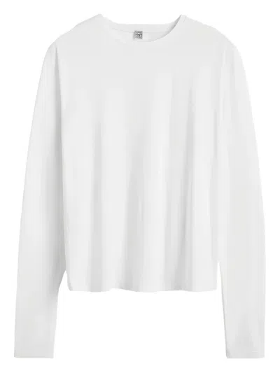 Totême Classic Long-sleeve Lyocell And Cotton T-shirt In White