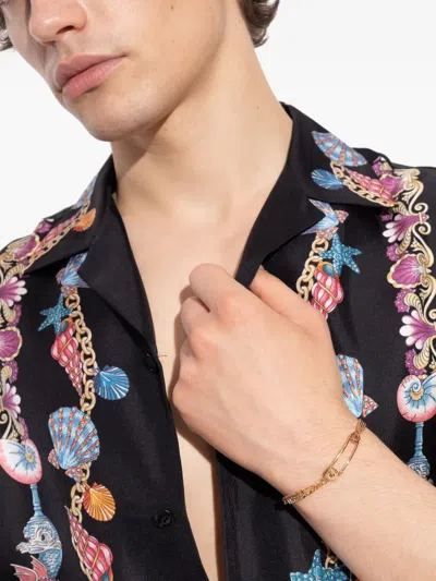 Versace Adjustable Medusa Charm Safety Pin Bracelets In Gold