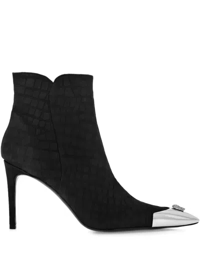 Philipp Plein Crocodile-embossed Ankle Boots In Black